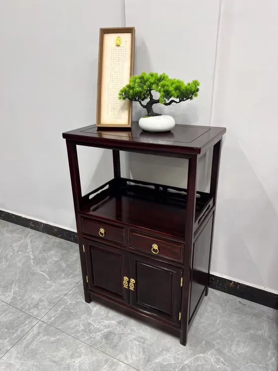 璟霖红木黑酸枝两抽两门茶水柜储物柜新中式客厅家用58*37*90
