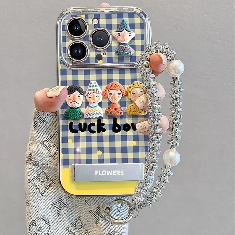 格子立体公仔人物适用苹果16promax手机壳iphone16硅胶保17promax