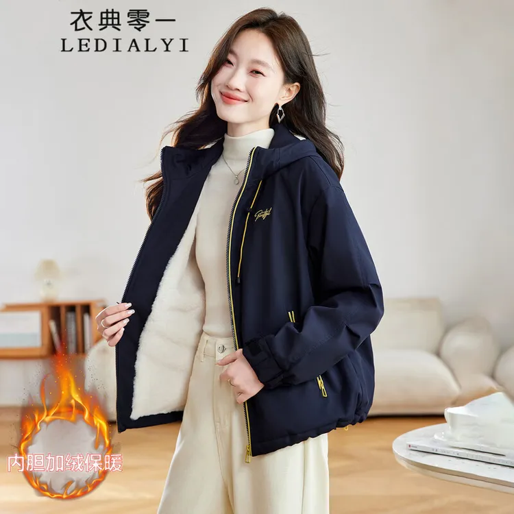 加绒加厚棉服女短款2025秋冬新款时尚洋气小个子保暖派克服外套