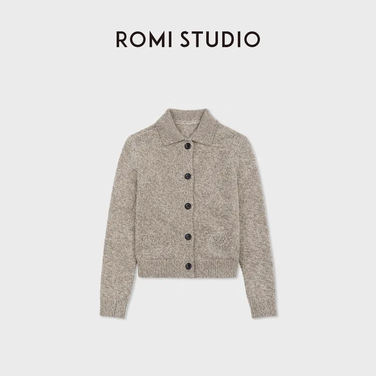ROMI STUDIO“老钱腔调”丝光羊毛混纺牛角扣开襟毛衫 RWCWSG7200