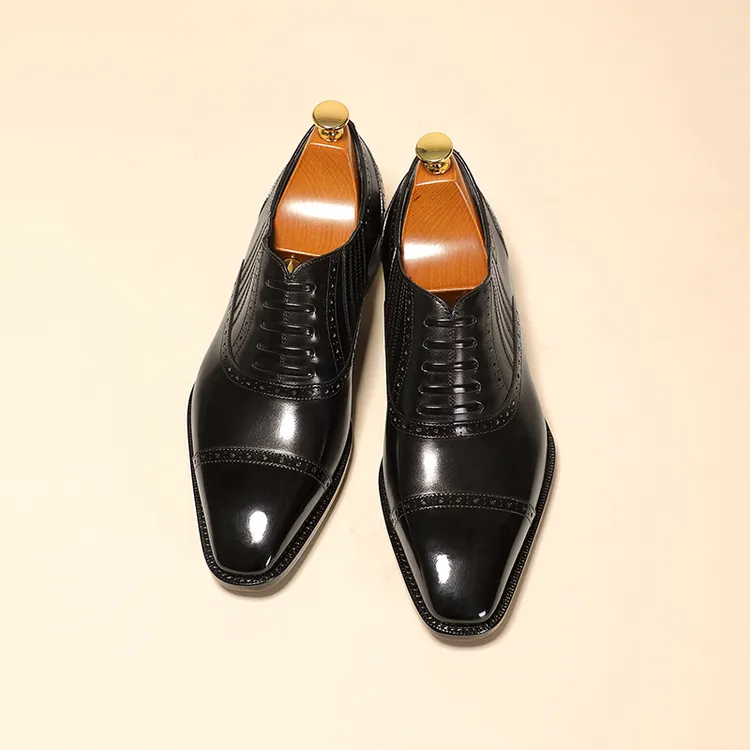 Lazyman琴底手工鞋男爵世家商务正装休闲英伦风一脚蹬真皮牛津鞋