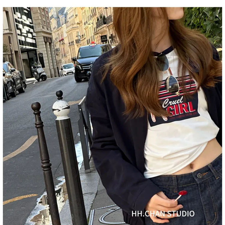 HH.CHAN“宝藏女孩”定制棉微弹中古复刻美式复古短袖HH52D37811