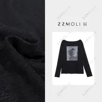 ZZMOLI 美式气质 一字领氛围感露肩T恤潮牌休闲慵懒上衣ZBY76024