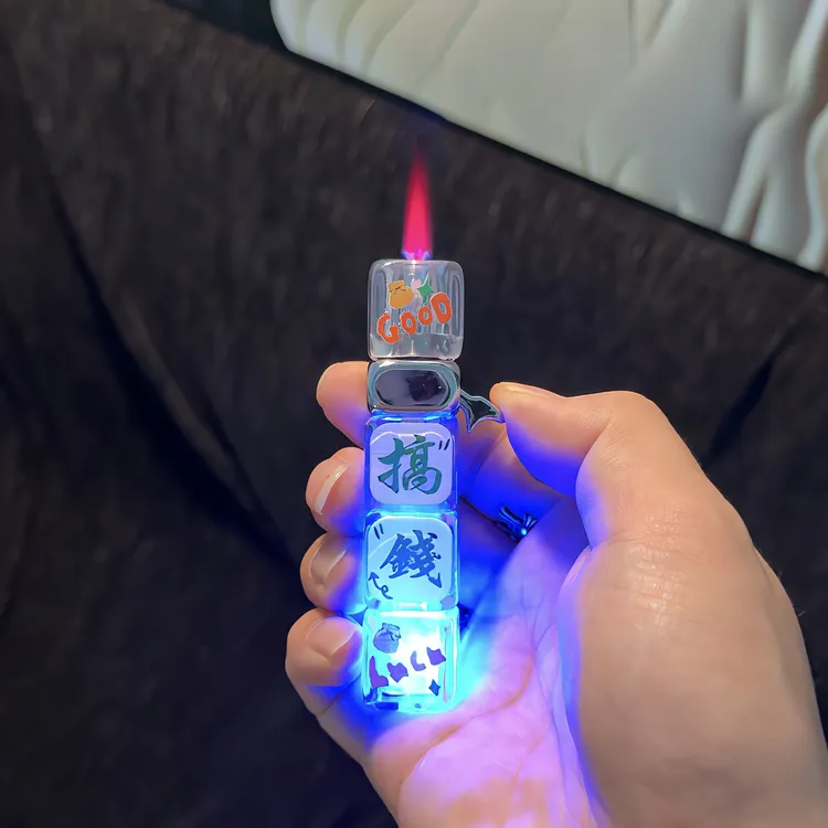 炫酷旋转爆闪发光创意骰子充气打火机男士礼物防风高颜值