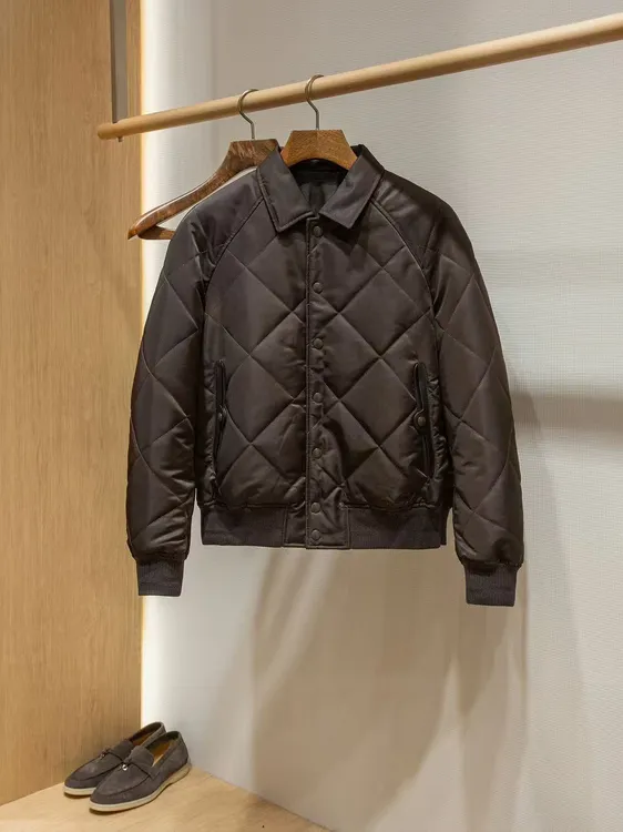 短款男菱形格棉衣格纹内衬男棉服简约男士棉服夹克外套男