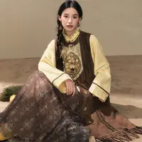 七月夕【黄油桂花】汉服汉元素针织短衫国风长比甲焦糖木樨褶裙套装