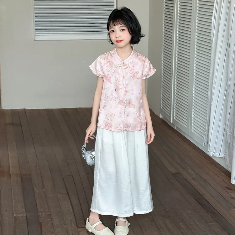 女童夏装套装2025新款夏季儿童新中式衣服夏装小女孩汉服两件套潮