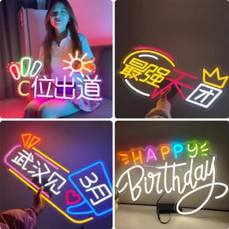 手举牌应援明星演唱会led手机背夹发光粉丝生日霓虹灯ins灯牌定制