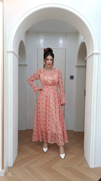 夏季新款印花显瘦长款连衣裙يىپەك كۆينەك 
