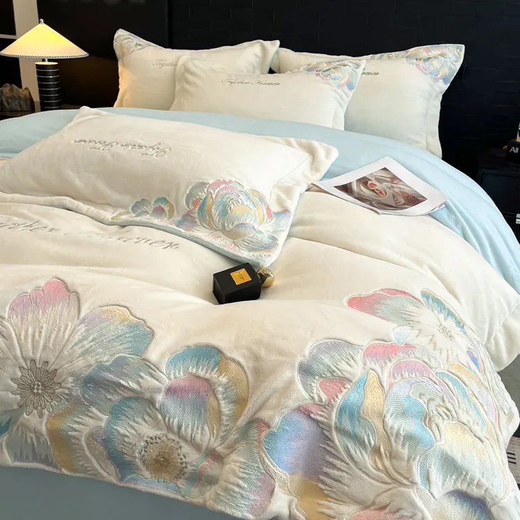 高端A类牛奶绒四件套冬季双面绒加绒床单珊瑚绒加厚被套1.8床品