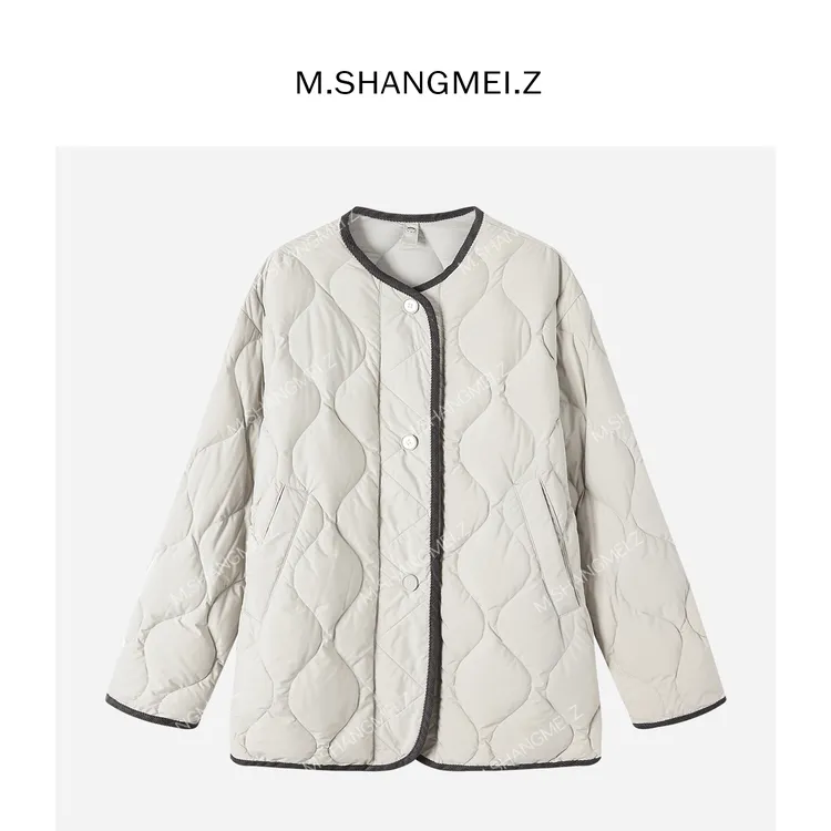 M.SHANGMEI.Z/沐熙【奶糖泡芙】美大哥简约菱形格舒适羽绒服X103139