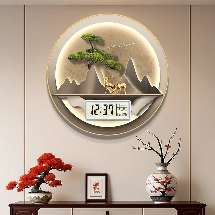 晶瓷万年历挂钟客厅家用简约现代挂墙静音钟表餐厅装饰画壁挂表