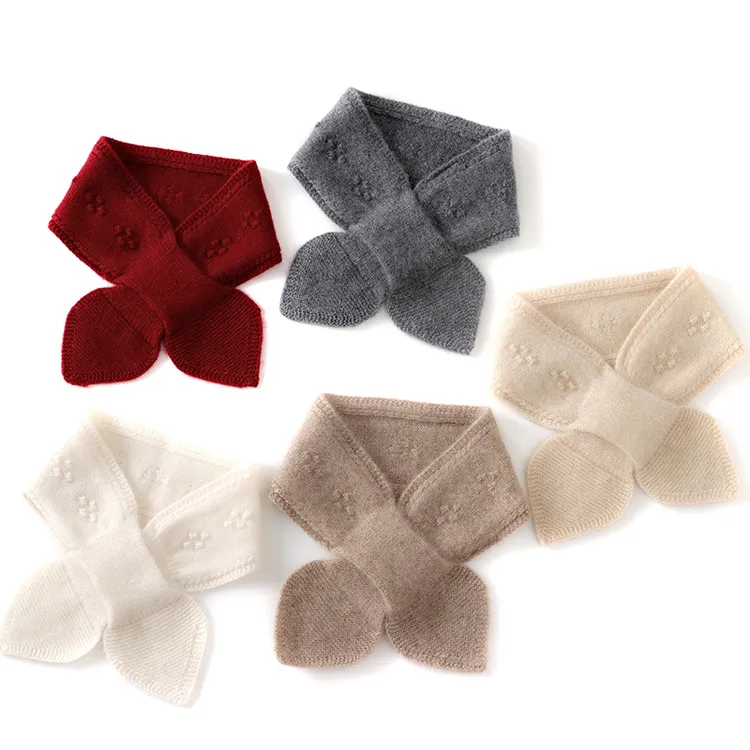 100%纯羊绒围巾 2024新款秋冬季穿孔蝴蝶结百搭护颈保暖小围脖