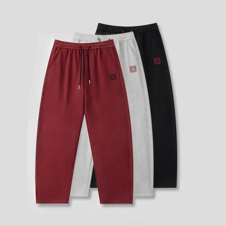 2025秋季新款华棉重磅刺绣直筒弯刀香蕉裤子男士休闲裤平口C052