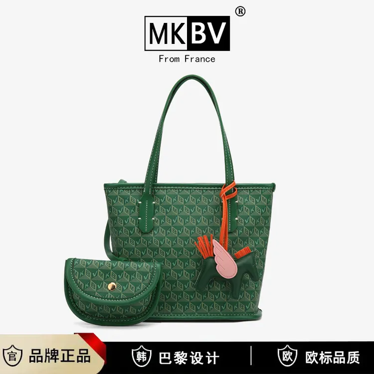 MKBV新款轻奢复古手提包时尚印花百搭单肩包通勤休闲大容量托特包