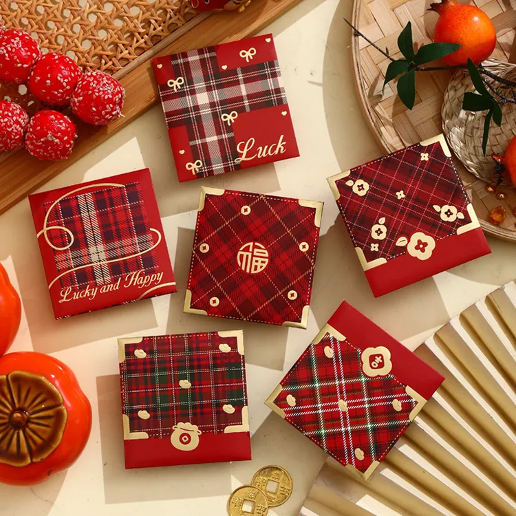 新款2026马年格纹红包袋通用创意新年利是封压岁小号红包高档定制