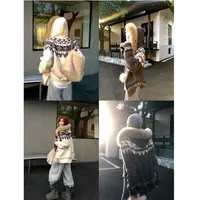 婉君Q【100%乌苏里貉子毛】羊毛真毛领费尔岛混纺毛衣LWJ25C3M3066