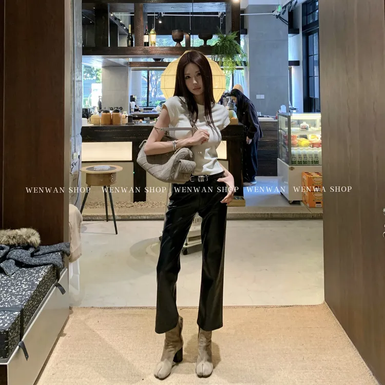 【封神之作】加磨绒！显瘦直腿百搭修身直筒九分皮裤休闲裤