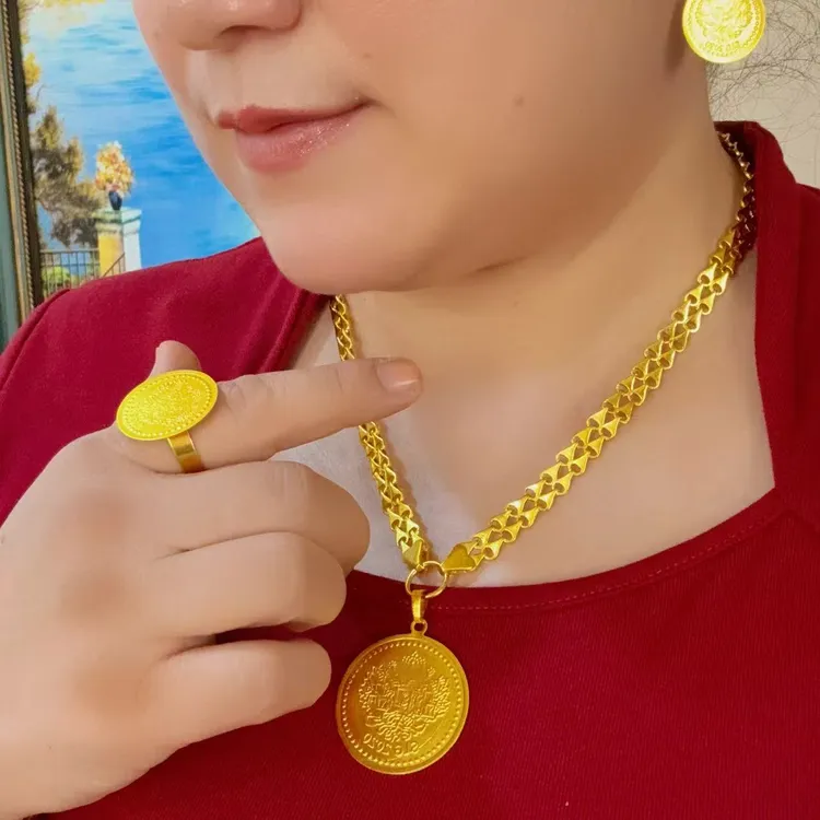 铜合金项链 铜合金项链 铜合金精美百搭素款时尚气质三件套8905