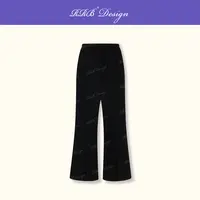 RRB Design「黑胶往事」塑形橡筋腰时尚百搭显瘦松紧腰通勤微喇长裤