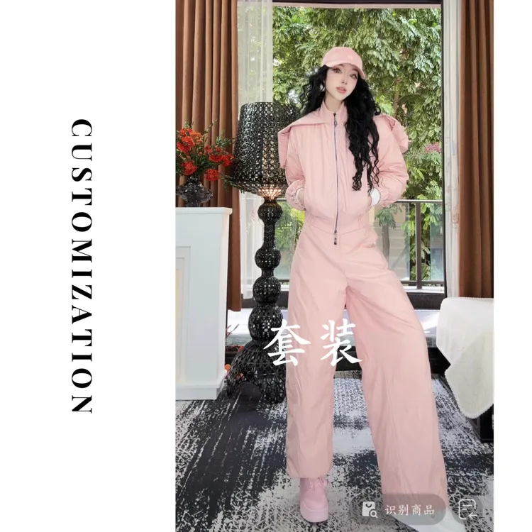 2025冬款羽绒套装羽绒连帽上衣搭配羽绒长裤厚款保暖套装3136