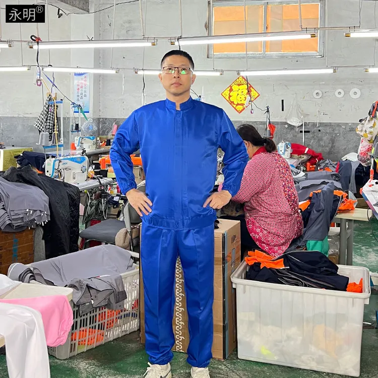 JW春秋长袖食品工作服男女立领车间卫生洁净防尘服劳保服套装