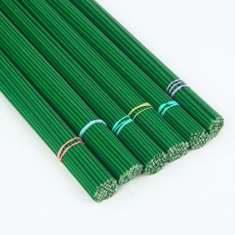 40cm花杆手工花diy玫瑰花材料绿色胶包铁制铁丝花杆成品