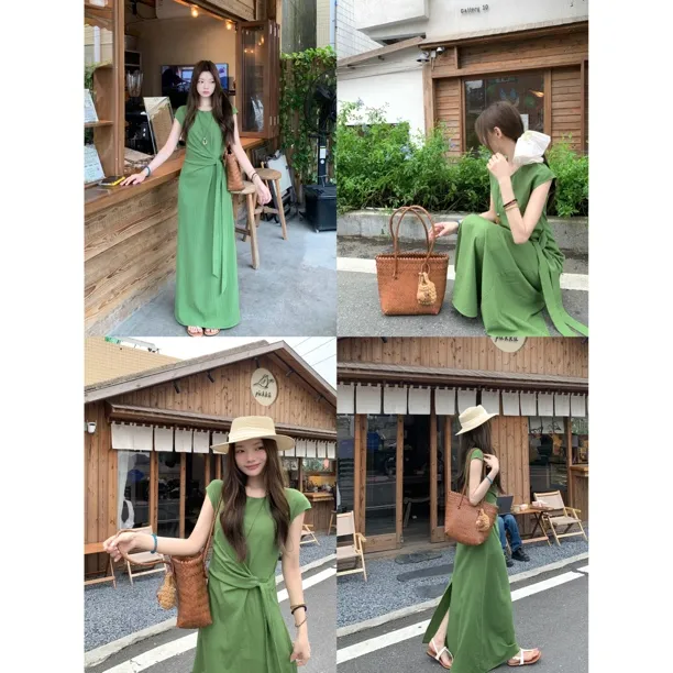 夏季新野~设计感轻熟风连衣裙束腰显瘦气质裙子