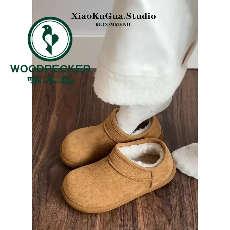 啄木鸟复古小土豆勃肯鞋女款2025新款冬季外穿雪地靴保暖棉鞋子
