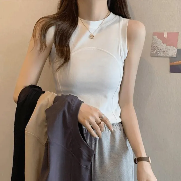 2024新款修身显瘦吊带背心女夏季无袖上衣西装内搭外穿短款打底衫