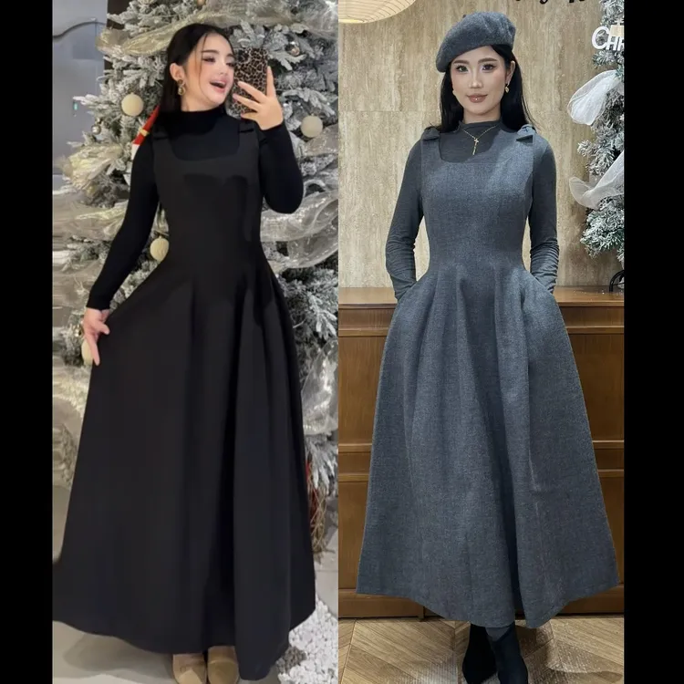 【Zi】新款法式复古收腰显瘦气质连衣裙秋冬款式套装爆款0093