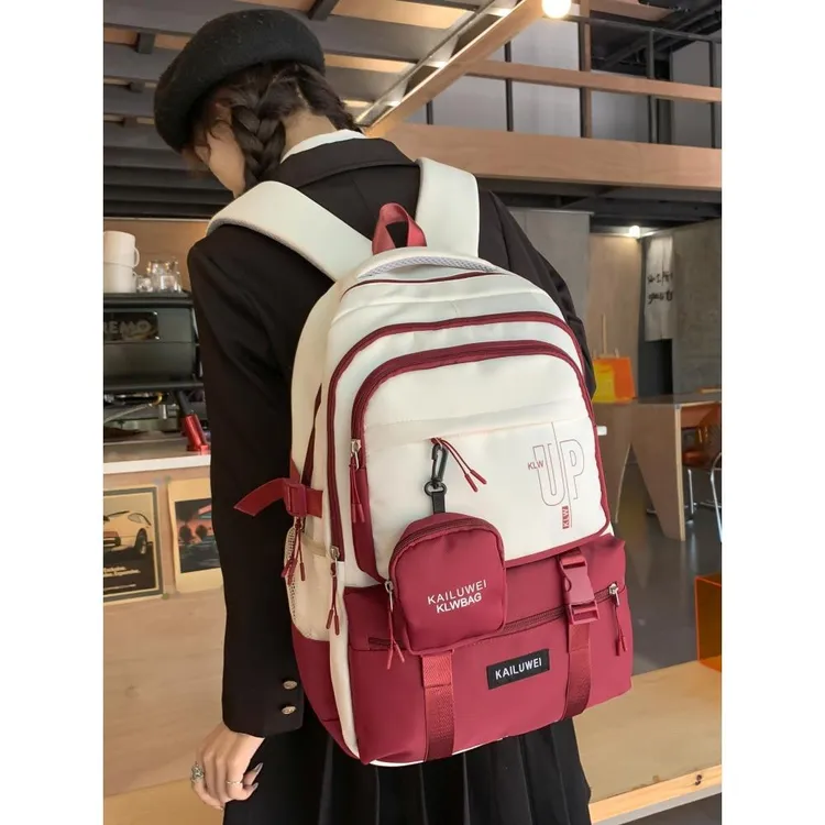 日系工装复古高中学生初中生书包女韩版双肩包男大容量旅行背包潮