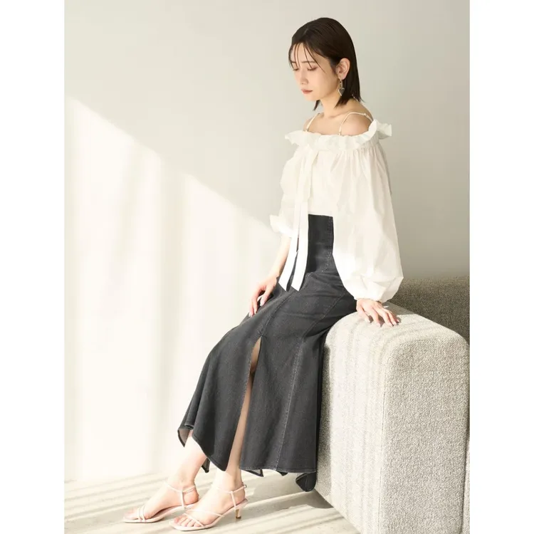 【胖虎家】春夏新款 F 法式休闲风时尚牛仔高腰美人鱼尾半身裙