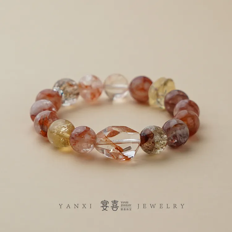 【锦鲤许愿池】随形锦鲤胶花配黑金超七单圈手串 多样性发其一