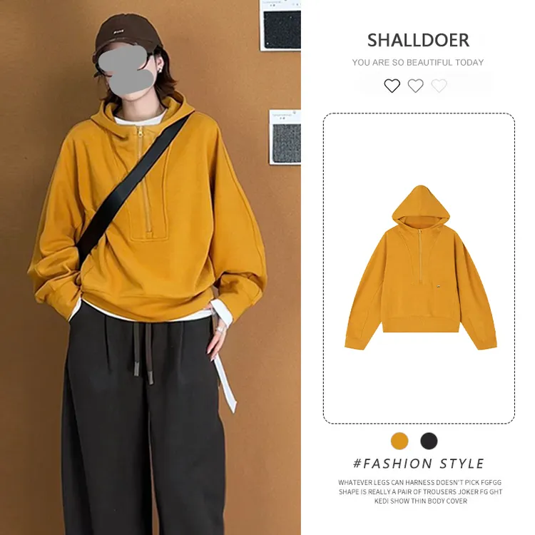 2025秋季新款时尚百搭设计感显瘦衣服女韩系圆领套头纯色长袖卫衣