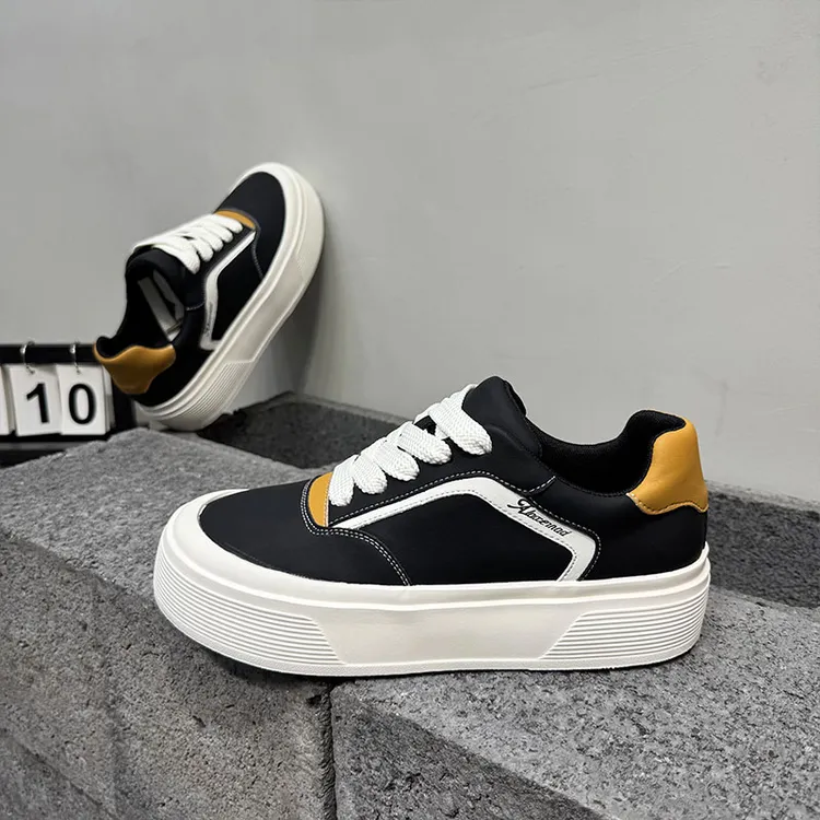 5CM增高男鞋秋季新款2025百搭厚底休闲潮鞋时尚潮流软底舒适板鞋