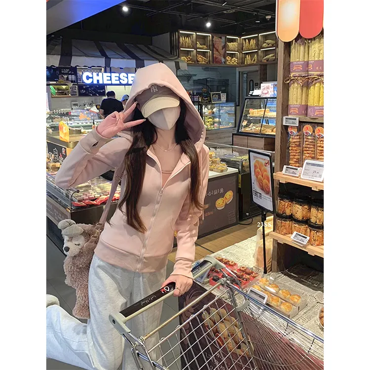 连帽开衫修身显瘦卫衣女学生小众春秋季薄款运动时尚拉链外套百搭