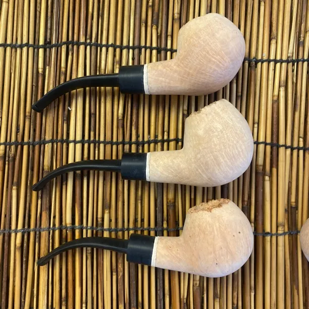 原木色手工石楠根瘤烟斗 微弯瘤皮 有小沙眼