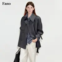 【范洛】都市摩登“轻盈 垂感 经典”双排扣短风衣外套FQ25W309推广