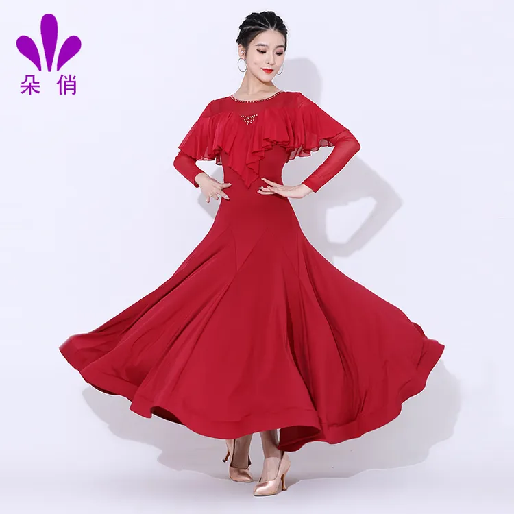 朵俏摩登舞服连衣裙新款大摆裙国标舞演出服交谊舞裙子专业舞蹈服