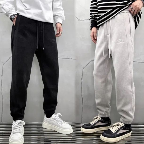 【树邦实体束口加绒】秋冬新品云暖绒莱赛尔卫裤男通勤休闲时尚长裤