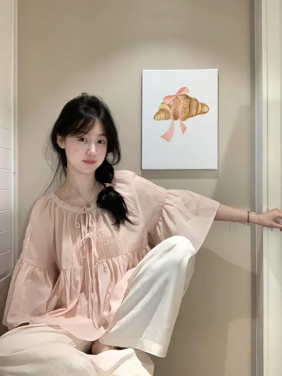 2025夏季新款韩系温柔风半袖薄款防晒衬衫白色高腰阔腿裤两件套