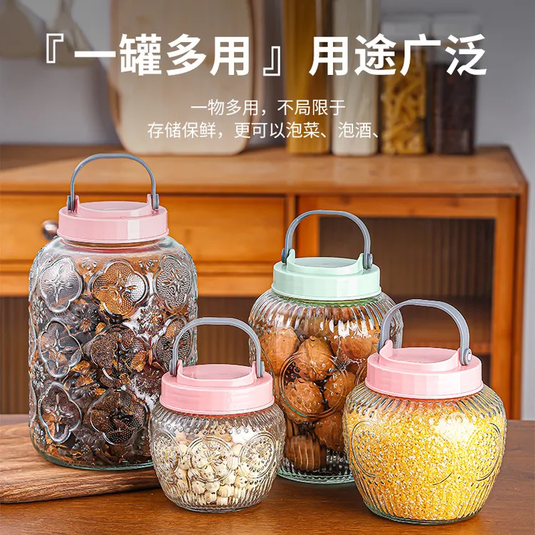 预售新疆包邮到家3件套透明玻璃泡菜酸菜坛子大号加厚腌菜坛密封