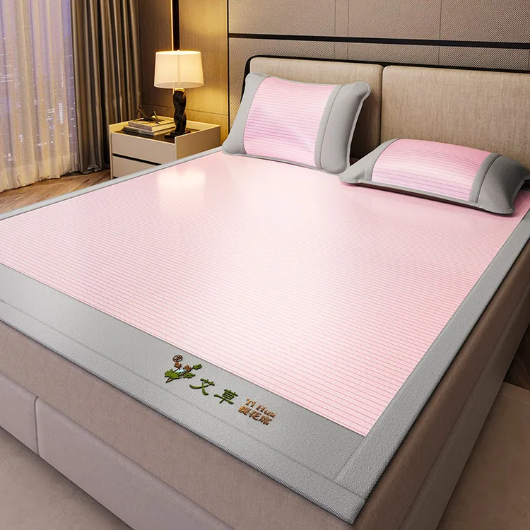 艾草冰丝凉席家用1.8双人冰丝席子床笠三件套学生宿舍0.9m单人床