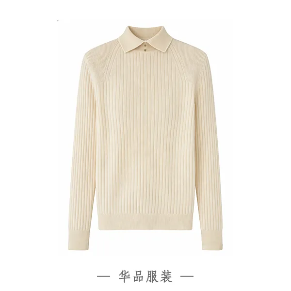 羊绒针织翻领毛针织衫长袖针织衫毛衫秋冬时尚Polo领