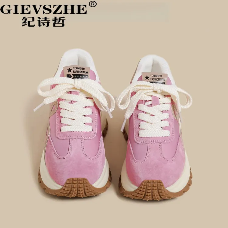 纪诗哲女鞋厚底百搭老爹鞋女秋冬新款复古时尚休闲拼色德训鞋女款