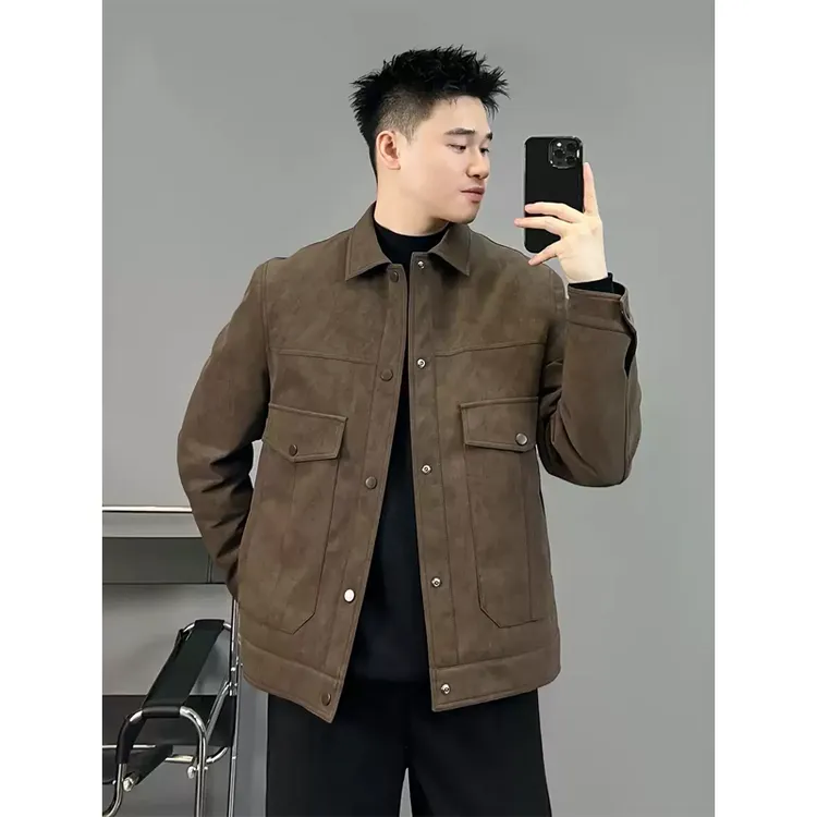 轻熟男士羽绒服冬季高级感潮流夹克时尚翻领多口袋保暖白鸭绒外套