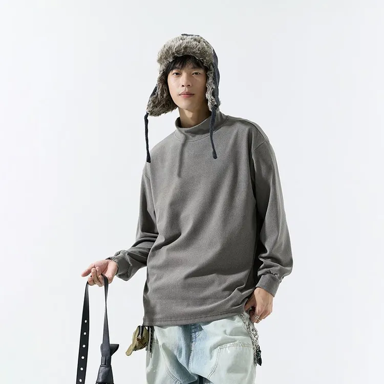 阿叔秋冬恒温半高领双面洋离子德绒纯色长袖T恤上衣打底衫ADD-011