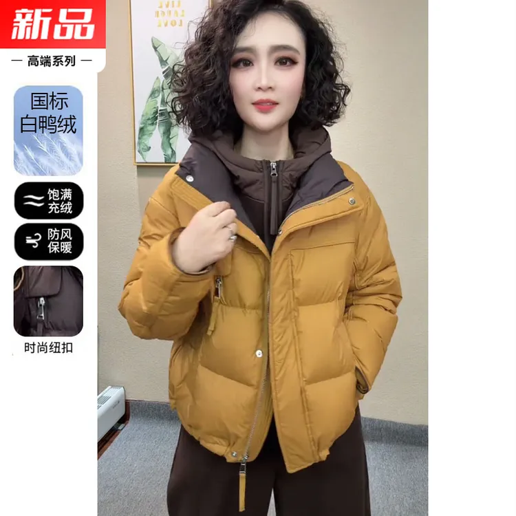 新款潮牌女装时尚洋气加厚保暖白鸭绒羽绒服气质大方优雅减龄外套