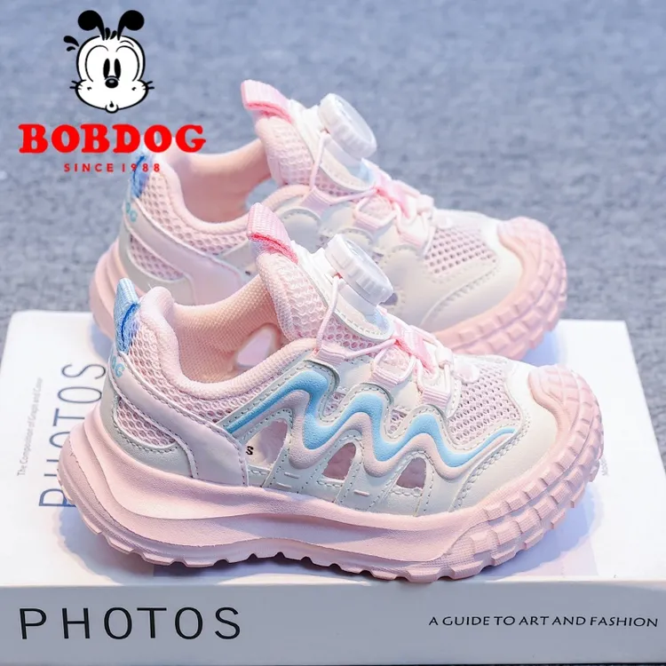 Bobdog/巴布豆女童鞋夏季新款儿童镂空网透气单网框子鞋百搭男孩